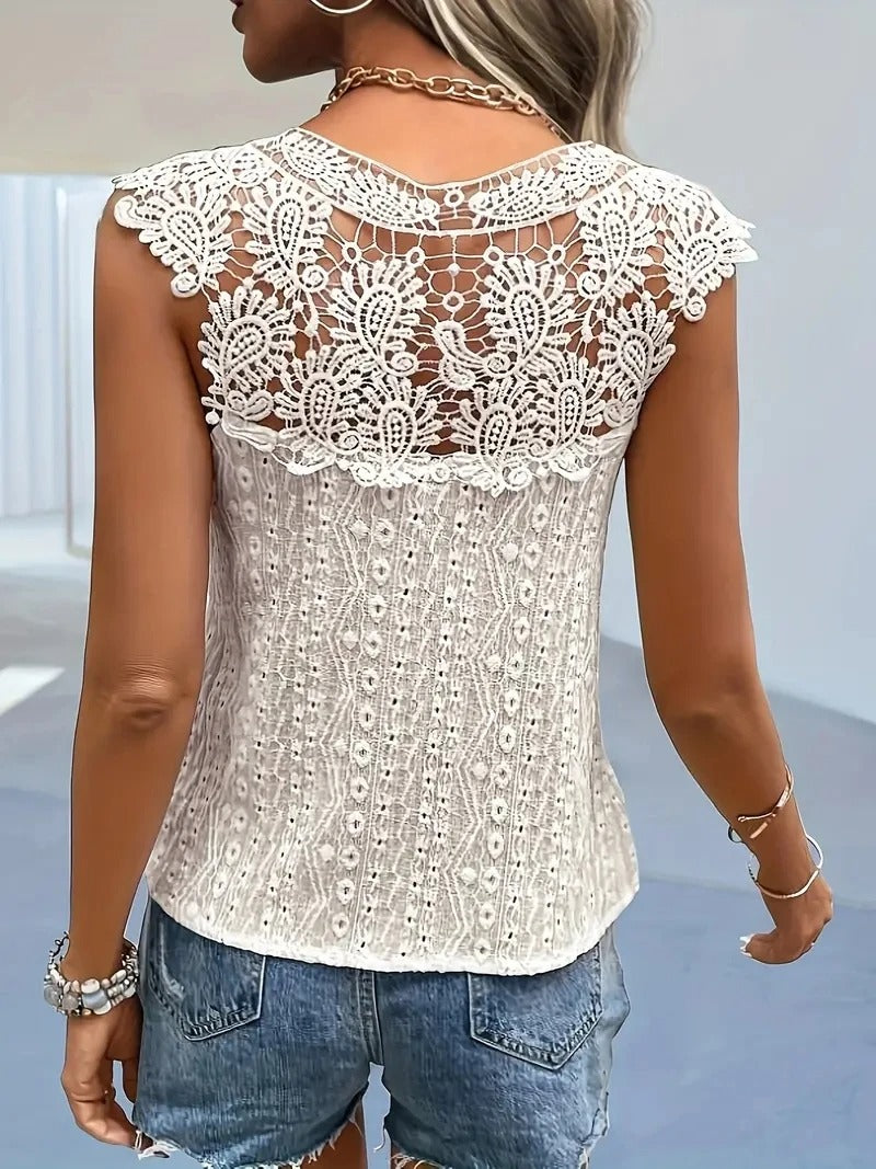 Kvinders V-hals blonde patchwork ærmeløs top