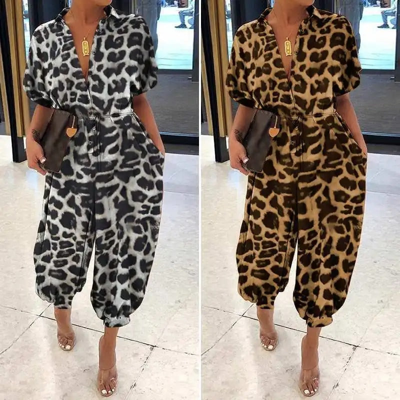 V-hals med knude i leopardprint til kvinder