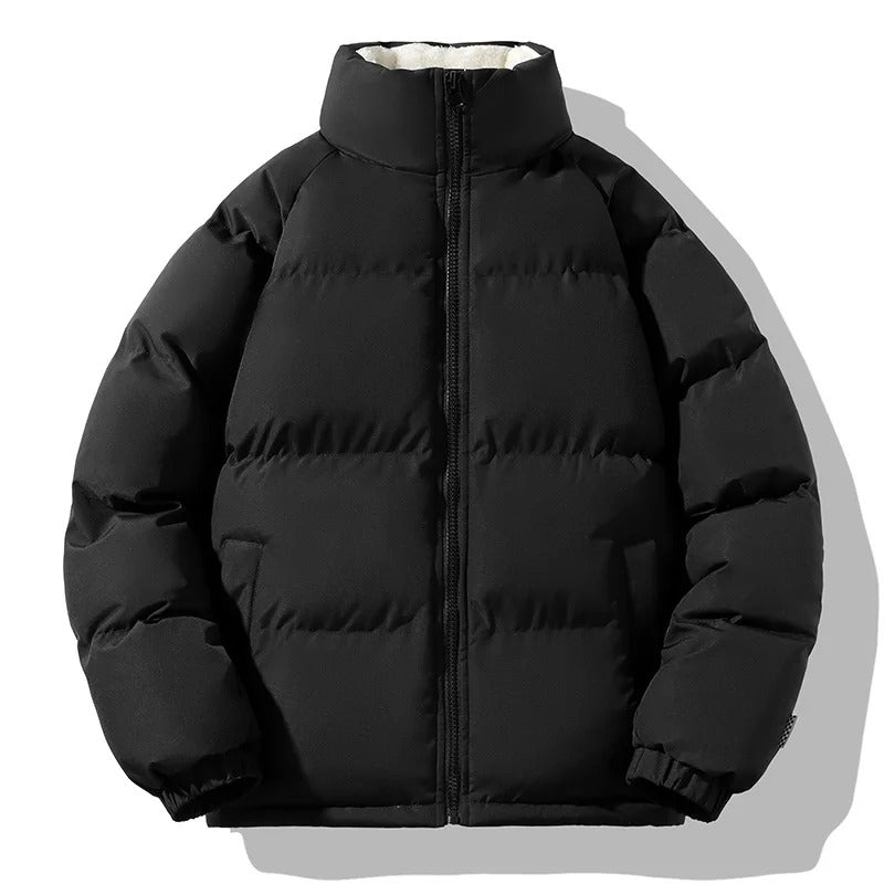 Tyk fleece-jakke med ståkrave til mænd
