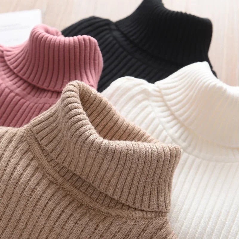 Strikket sweater med rullekrave til børn