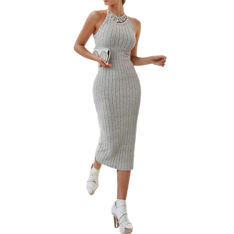 Halterneck bodycon midi-kjole til kvinder