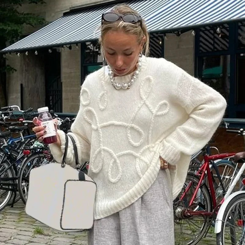 Løs strikket sweater til kvinder