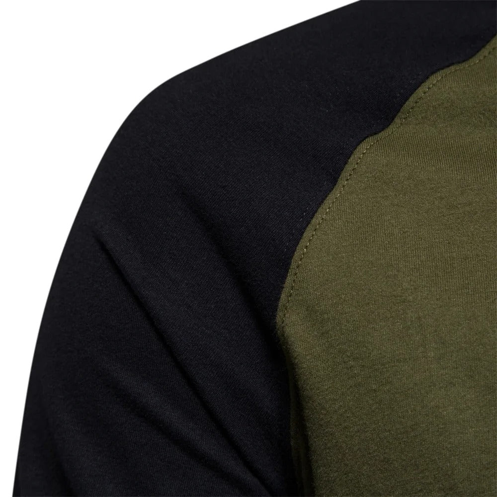 Langærmet patchwork-T-shirt til mænd