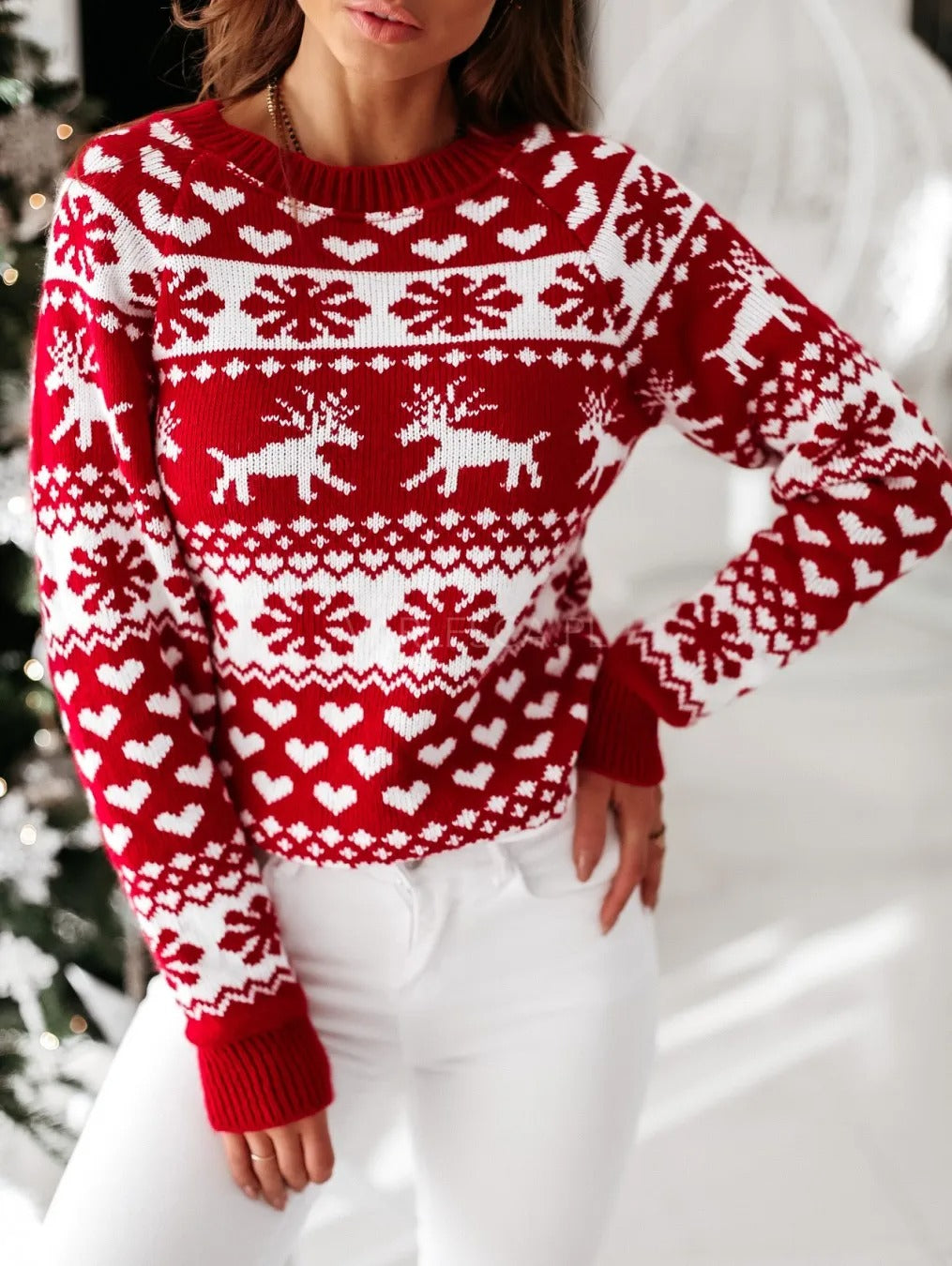 Strikket julesweater til kvinder