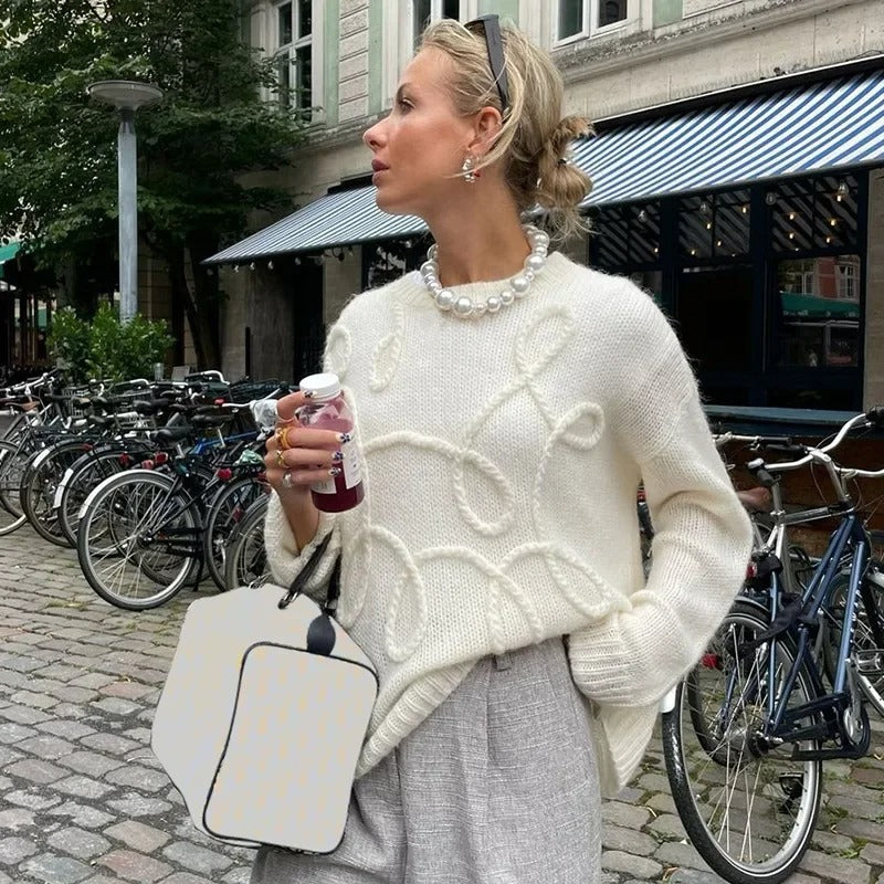 Løs strikket sweater til kvinder