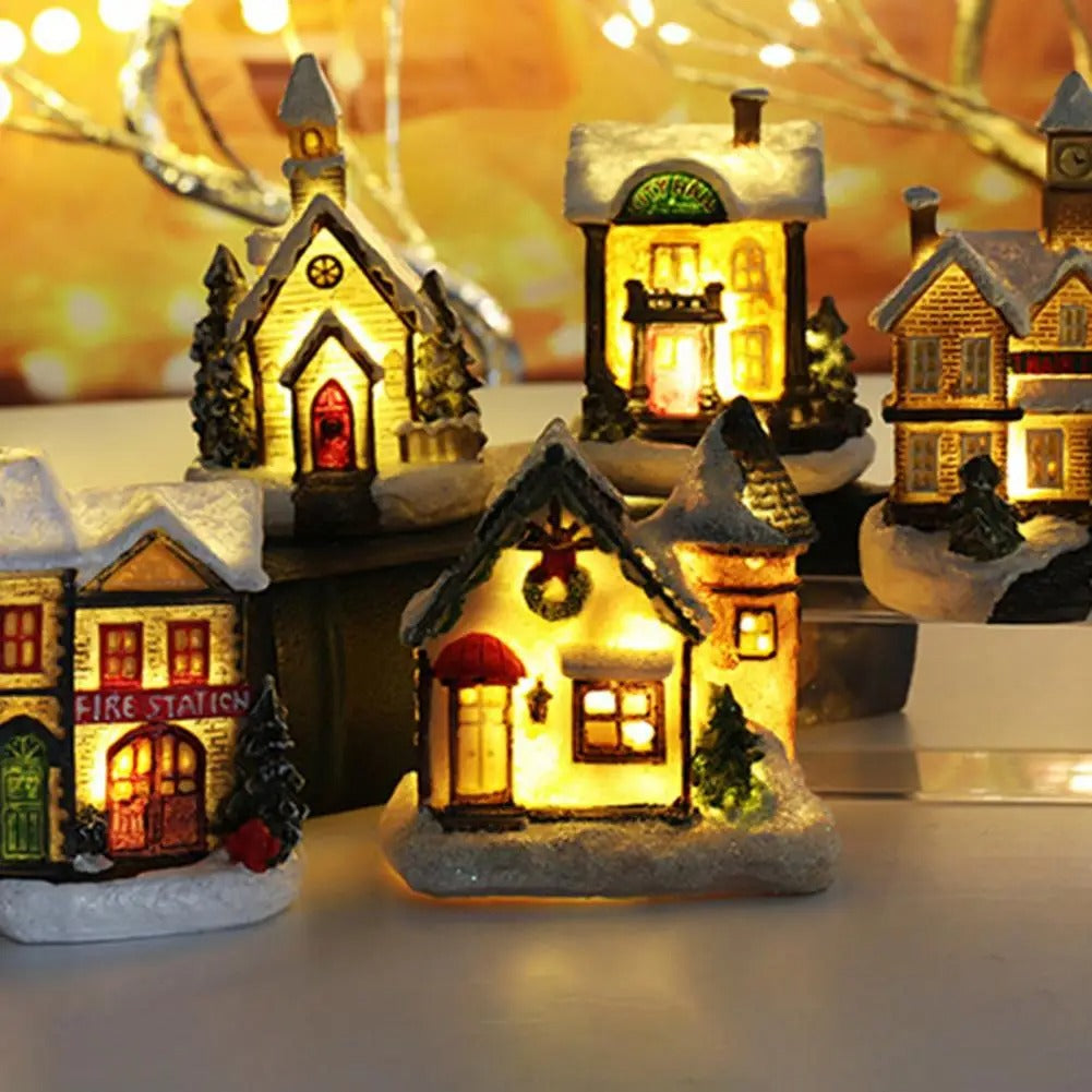 Landsbyhuse med julescene
