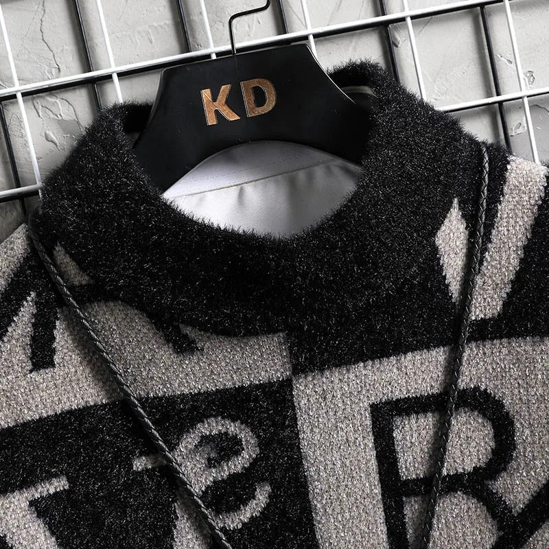 Stribet sweater med rund hals til mænd