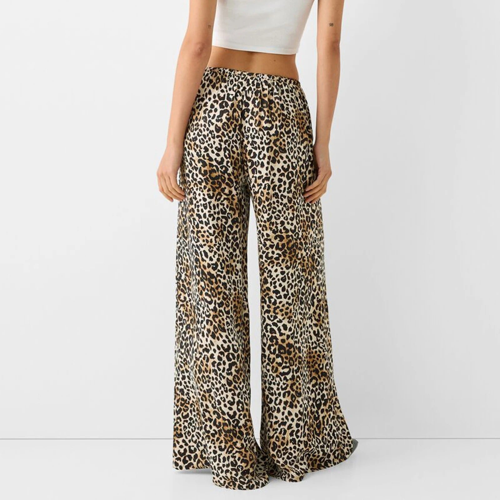Vintage leopardprint bukser med brede ben