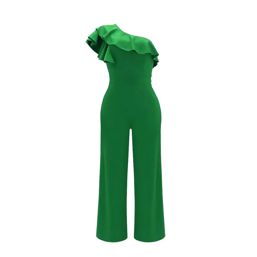 One Shoulder Ruffle Jumpsuit til kvinder