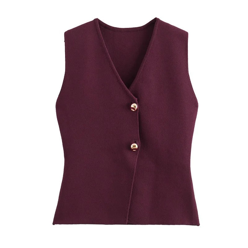 Strikket ærmeløs tanktop til kvinder