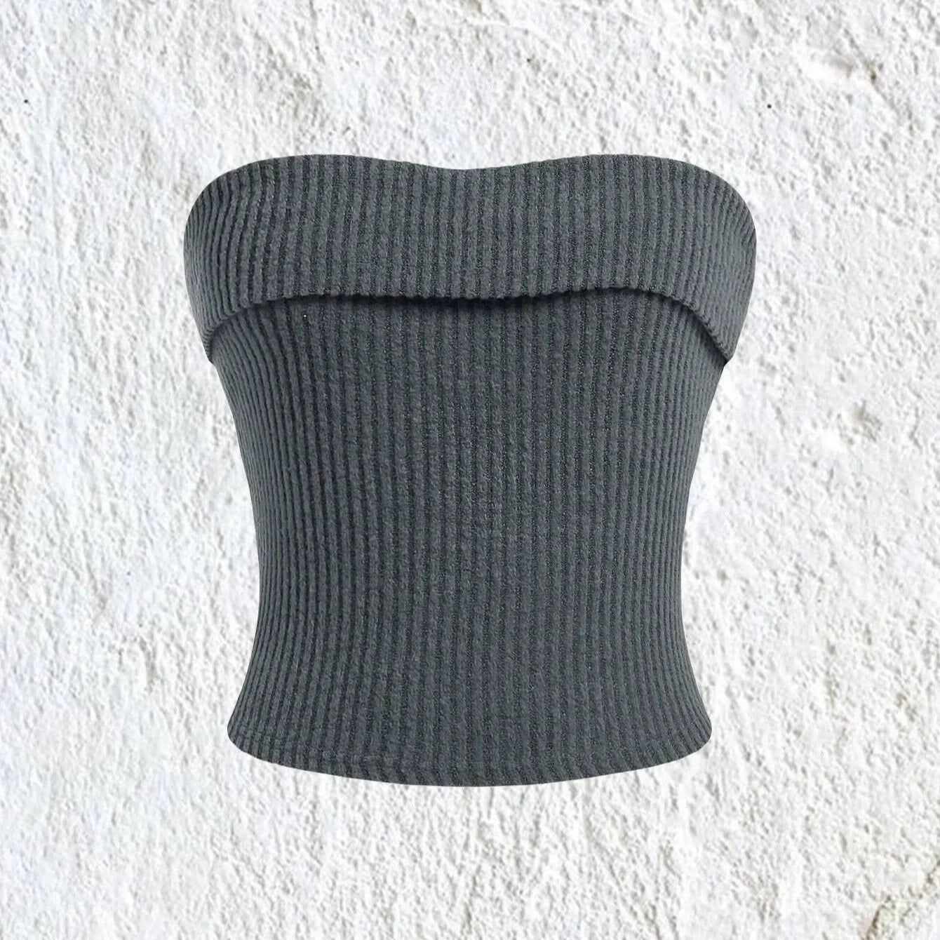 Ribbet stropløs slim fit tube top til kvinder