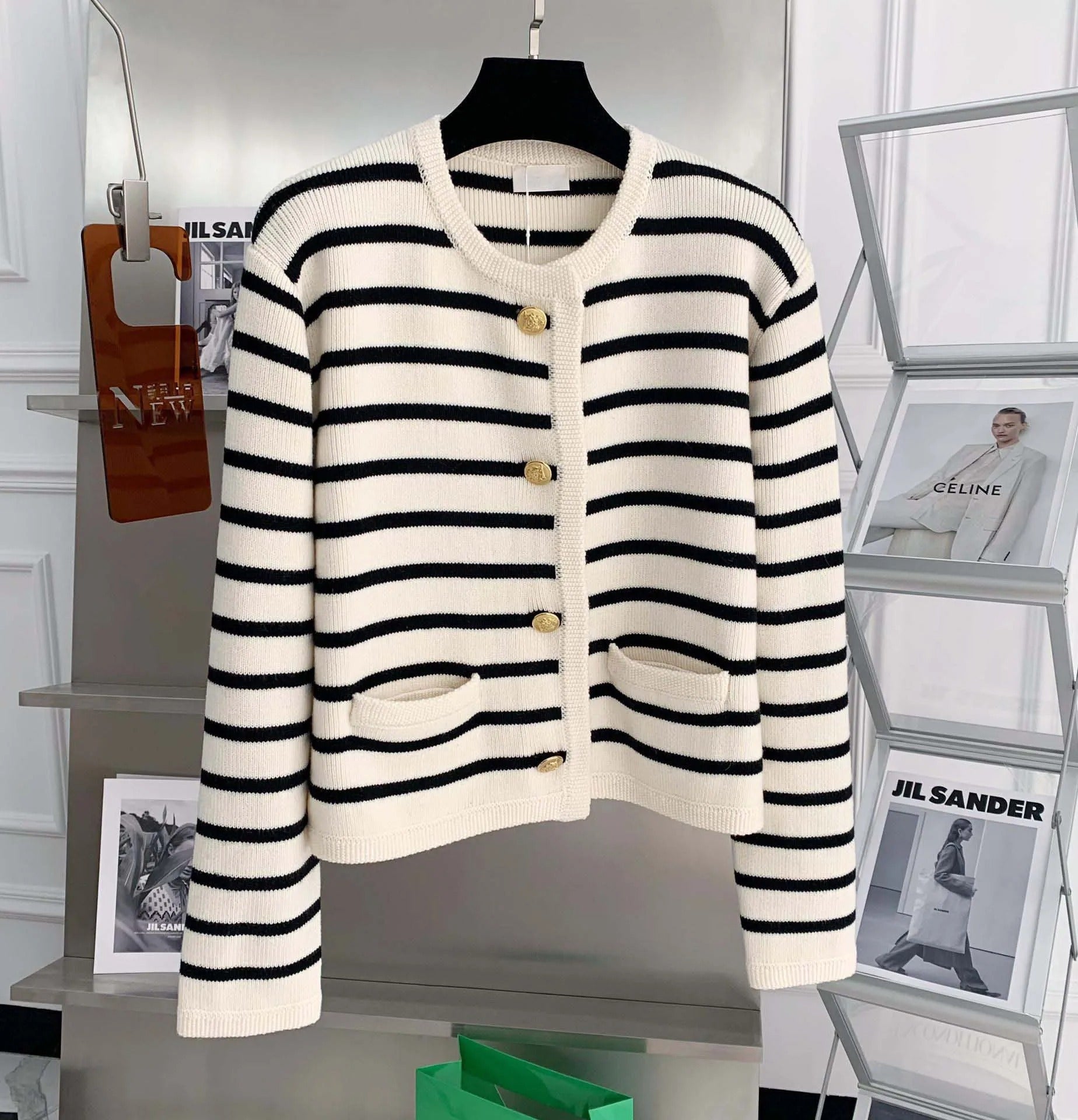 Stribet cardigan til kvinder