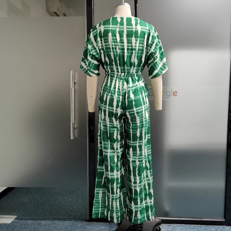 Jumpsuit med dolmanærmer og V-hals til kvinder