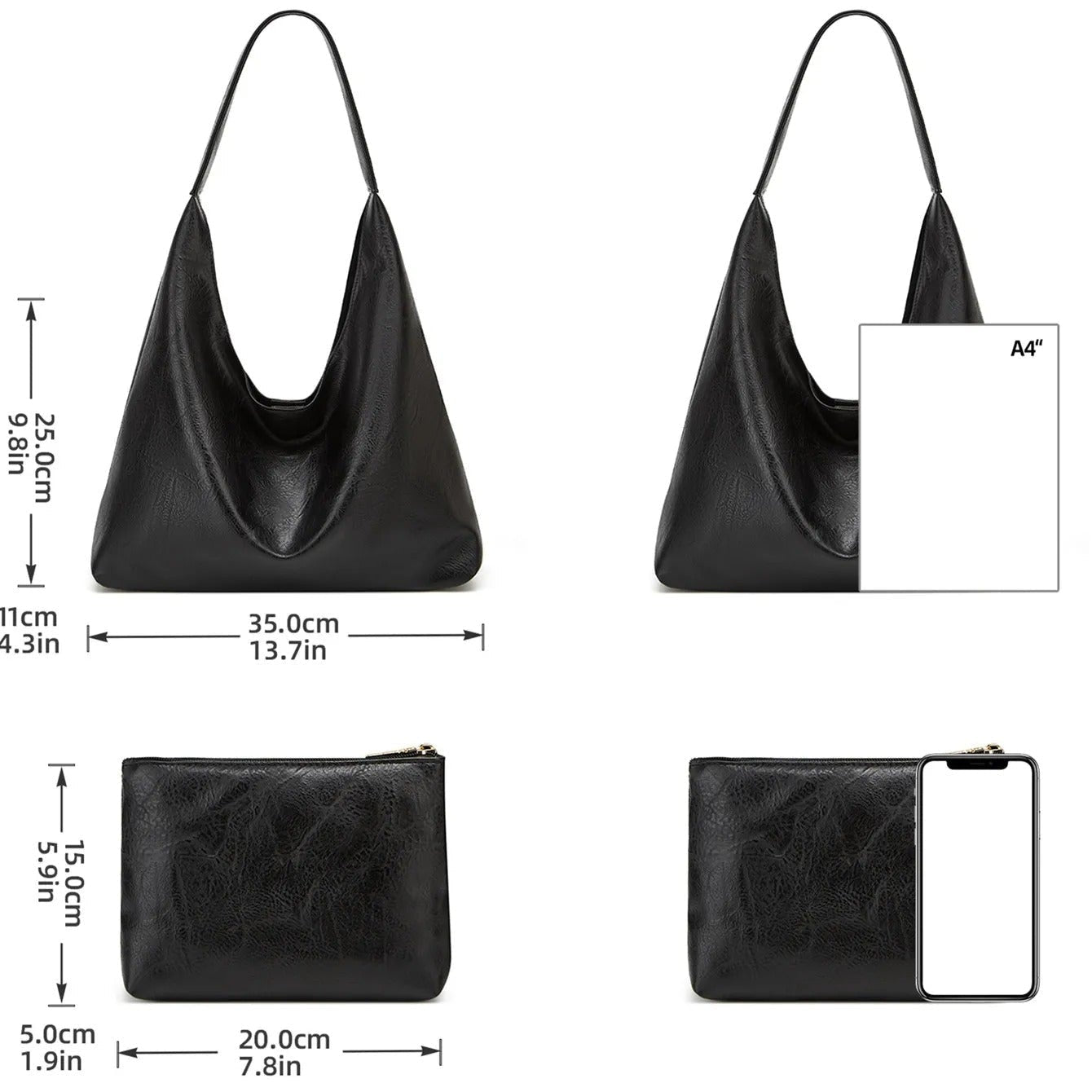 Kvinder Retro Large Tote Skuldertaske
