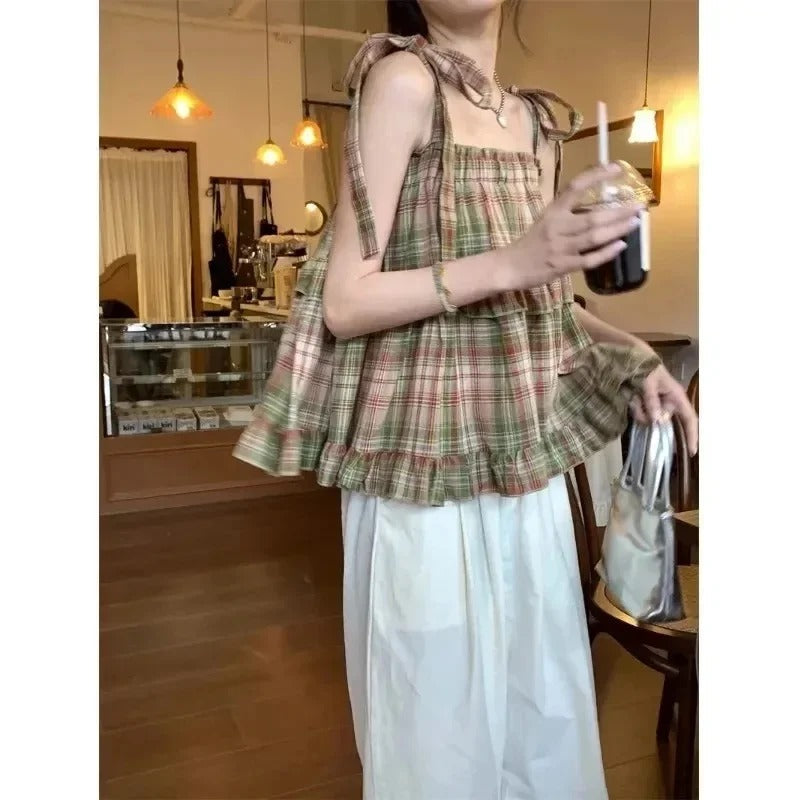 Kvinders ternet snøret ærmeløs kort tank top