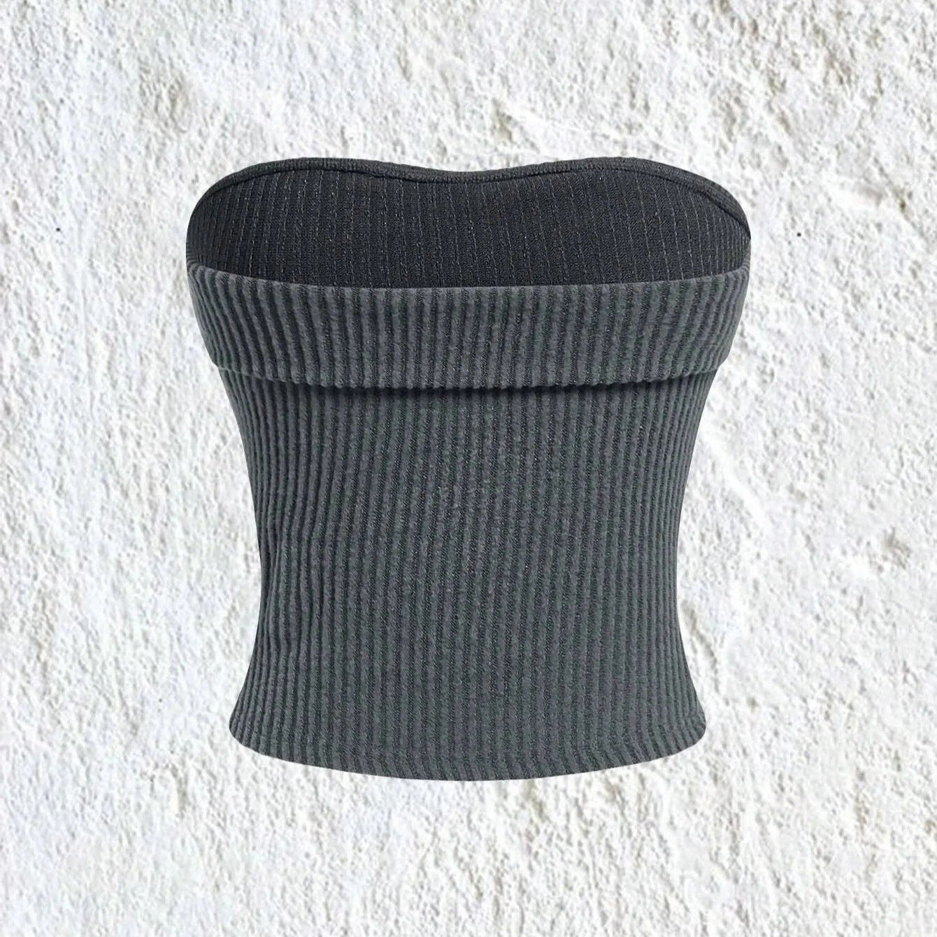 Ribbet stropløs slim fit tube top til kvinder