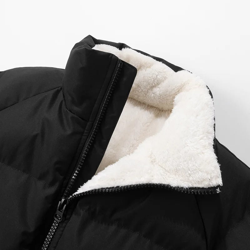 Tyk fleece-jakke med ståkrave til mænd