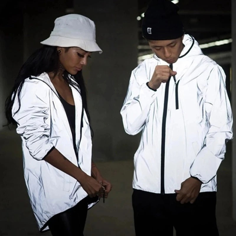 Reflekterende windbreaker-jakke