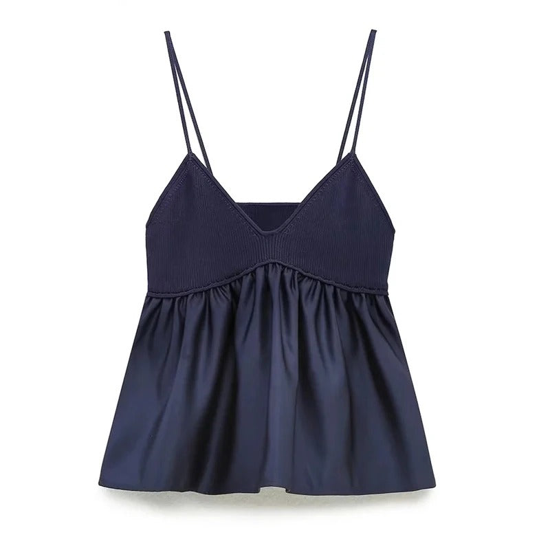 Plisseret smockbluse med V-hals til kvinder