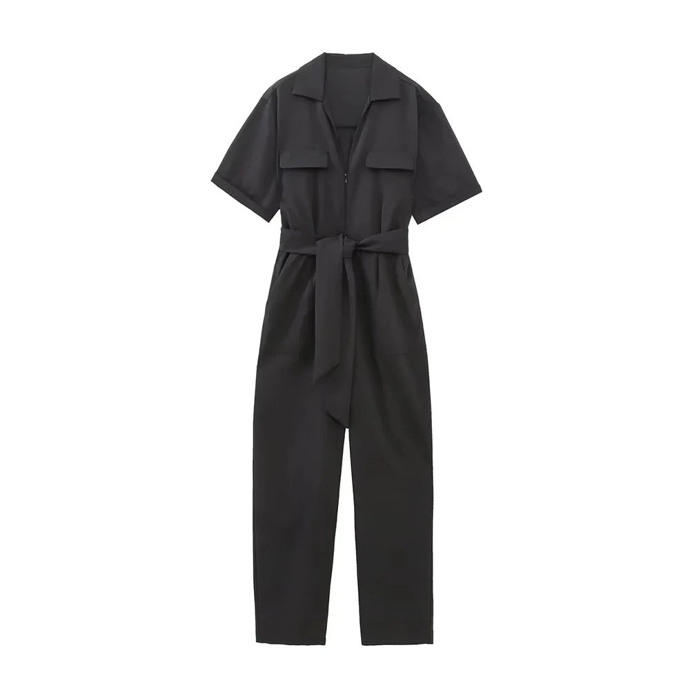 Kortærmet jumpsuit til kvinder