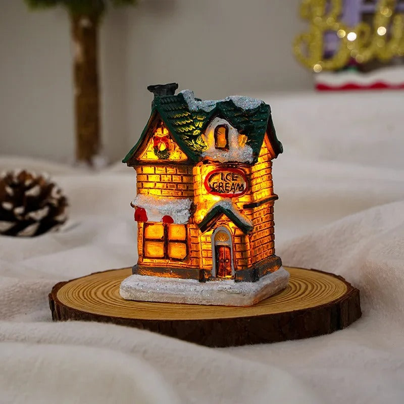 6 stk. sæt LED-julescene-landsbyhuse