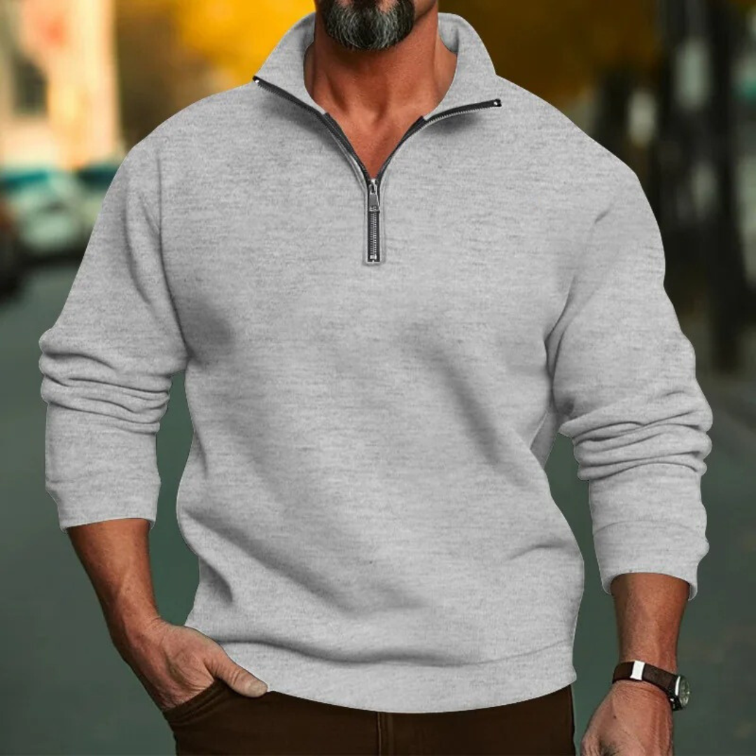 Sweatshirt med standkrave og halv lynlås til mænd
