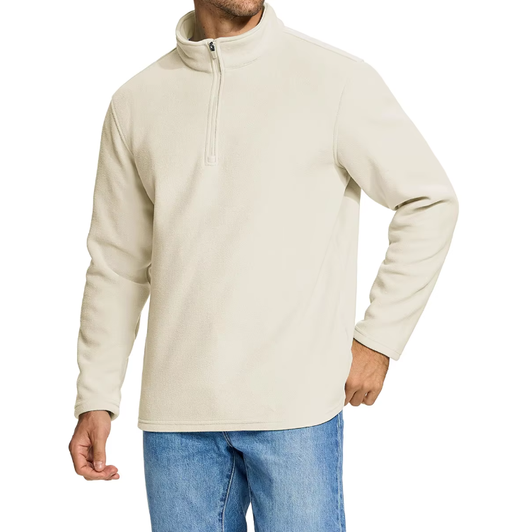 Fleece-sweater med halv lynlås til mænd