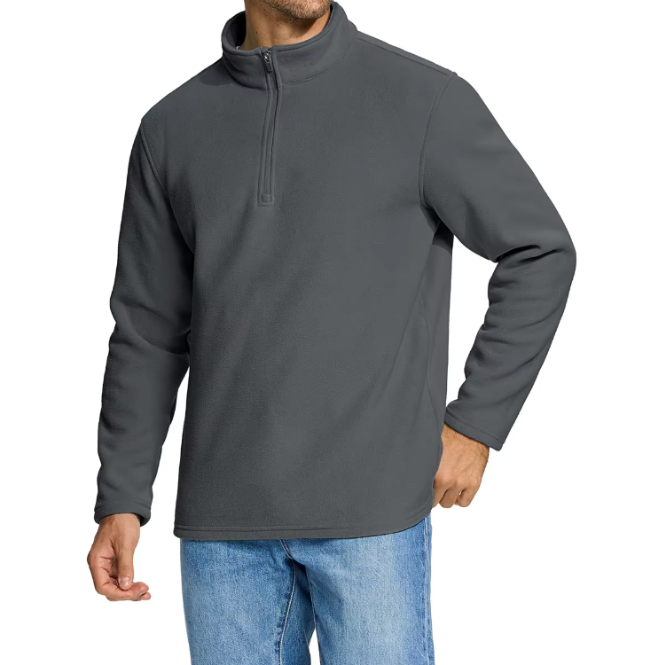 Fleece-sweater med halv lynlås til mænd
