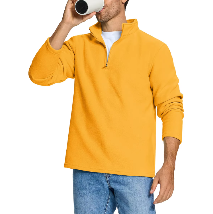 Fleece-sweater med halv lynlås til mænd