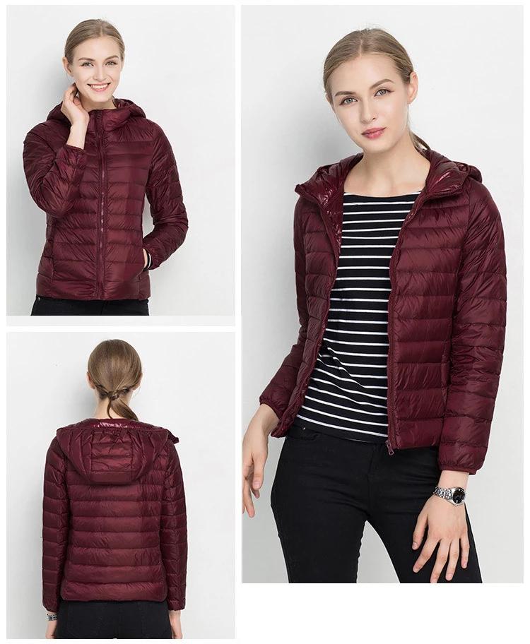 Efterårs Letvægts Dame Dunjakke – Mellemsæsonjakke med Hætte & Daglig Komfort