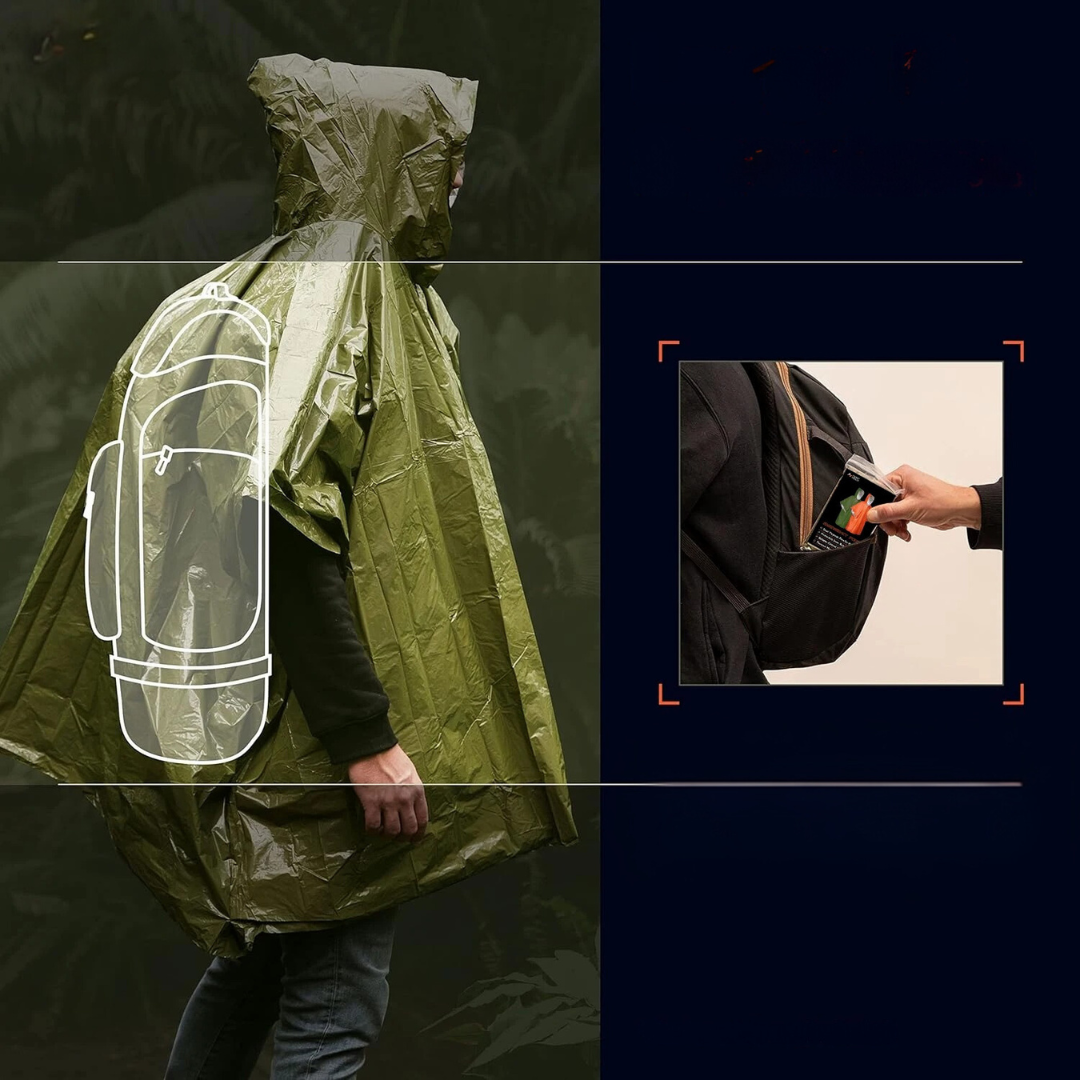 3-i-1 poncho regnfrakke
