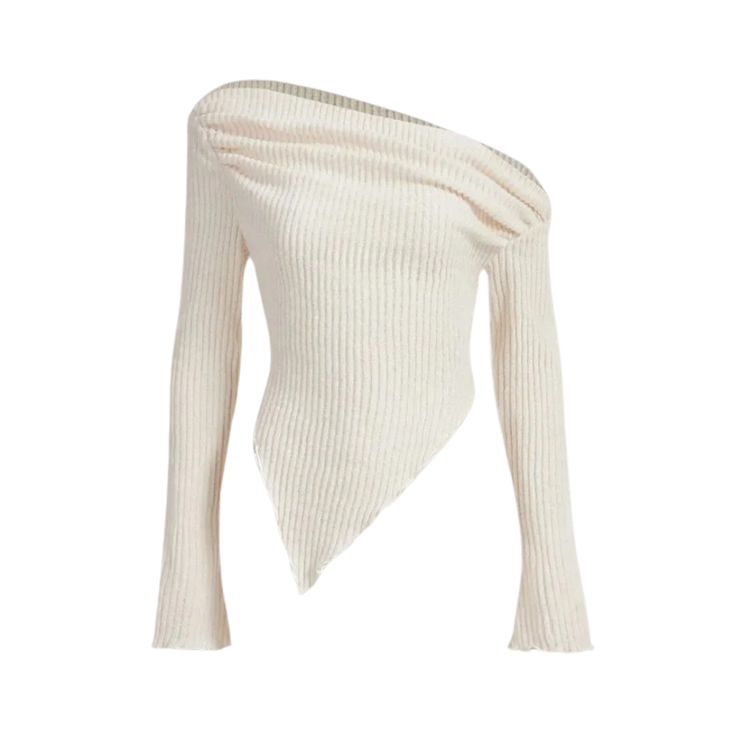 Asymmetrisk ribbet fritidssweater