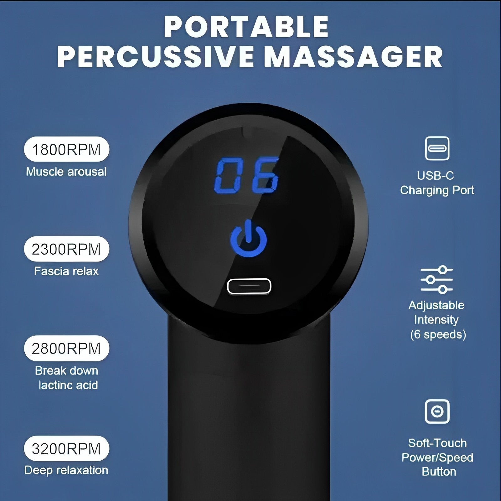 MuscleRelief Pro | Massagepistol med justerbar hastighed-zarada.dk