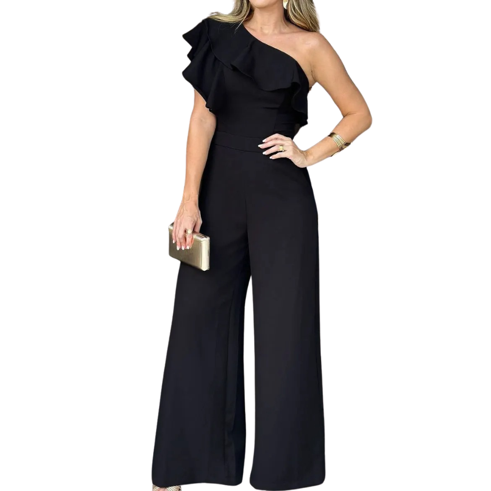 Jumpsuit med en skulder og flæser til kvinder