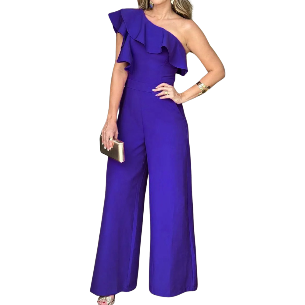 Jumpsuit med en skulder og flæser til kvinder