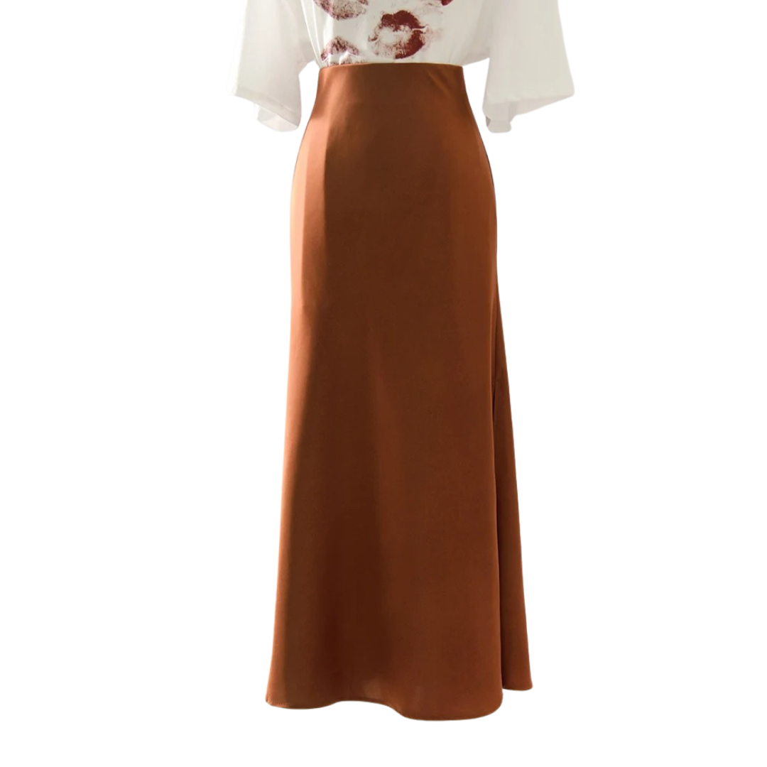 Kvinder split satin nederdel