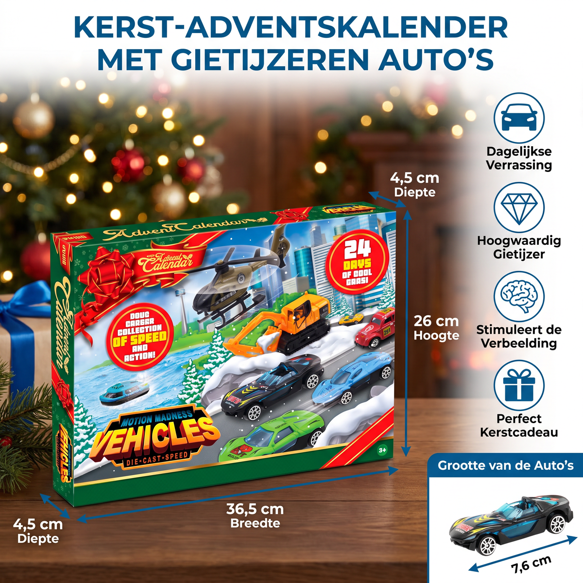 Car Advent Calendar for Children 2026 – 24 Die-Cast Toy Cars