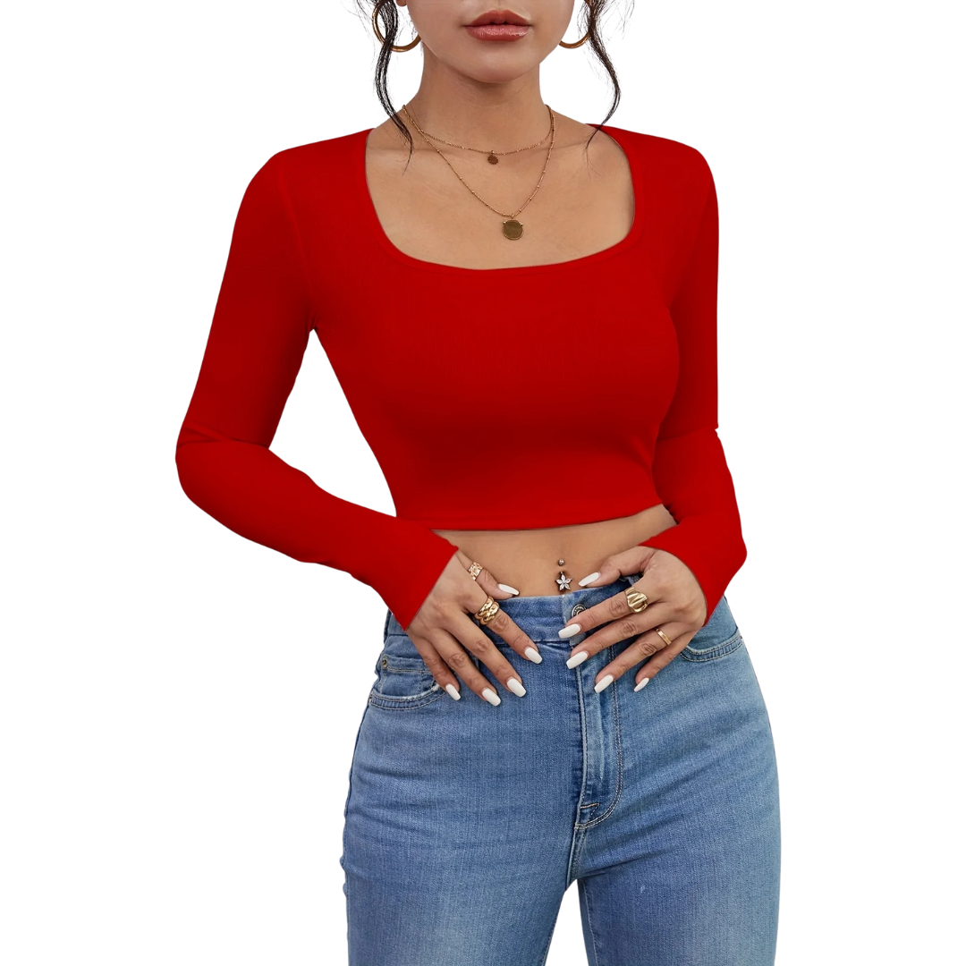 Kvinders firkantet hals Slim Fit T-shirt