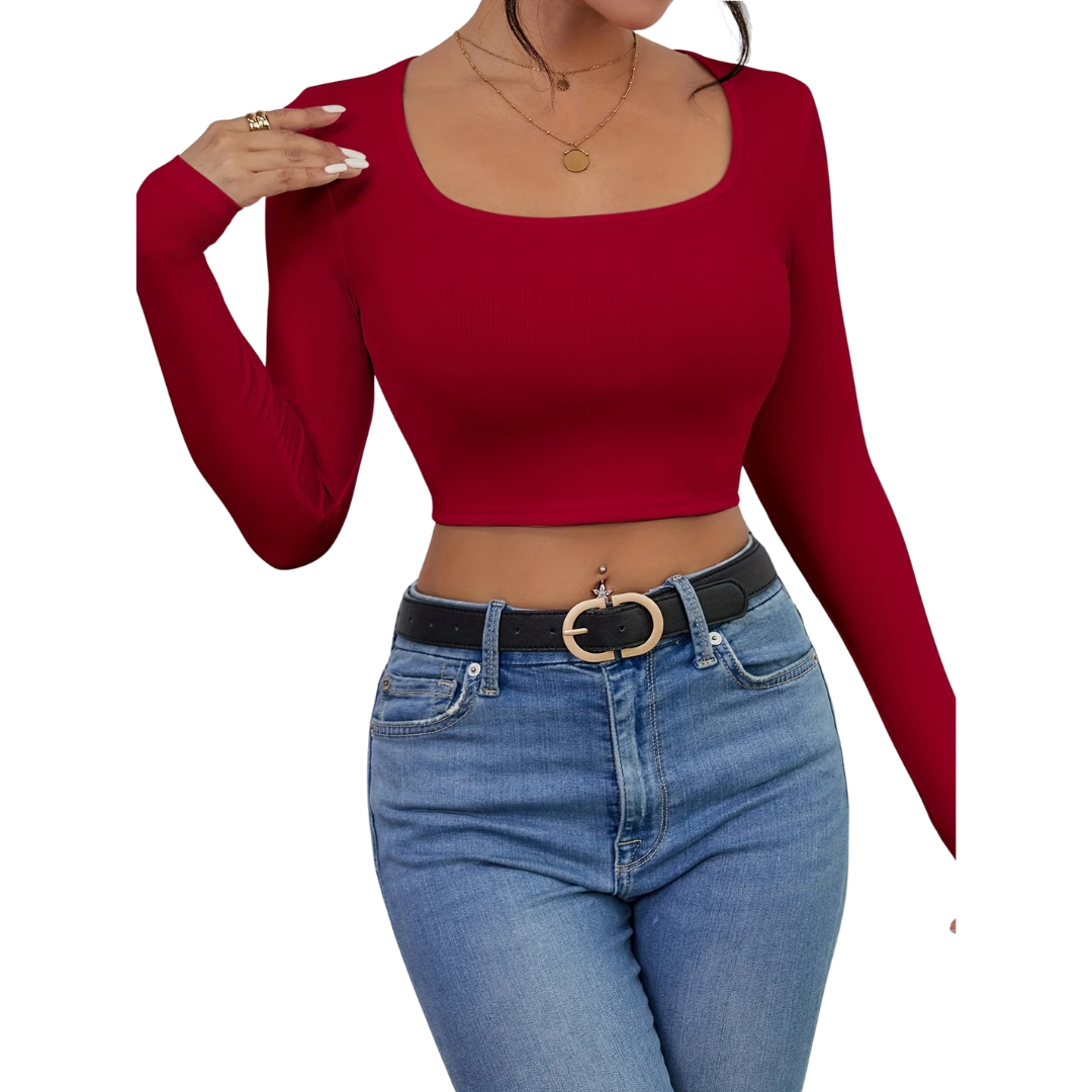 Kvinders firkantet hals Slim Fit T-shirt