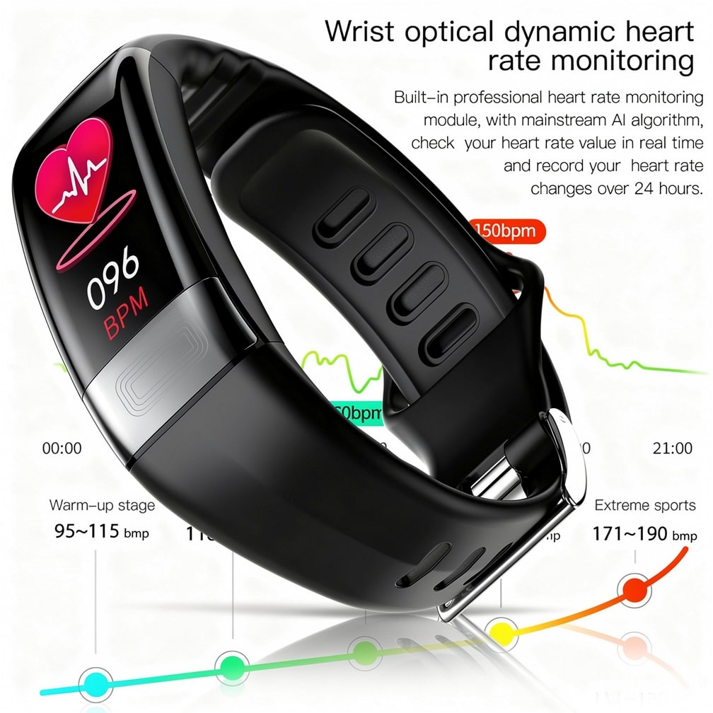 Smartwatch med EKG, hjertefrekvens, blodtryk & søvntracking til damer og herrer | Fitness Tracker | Vitaro