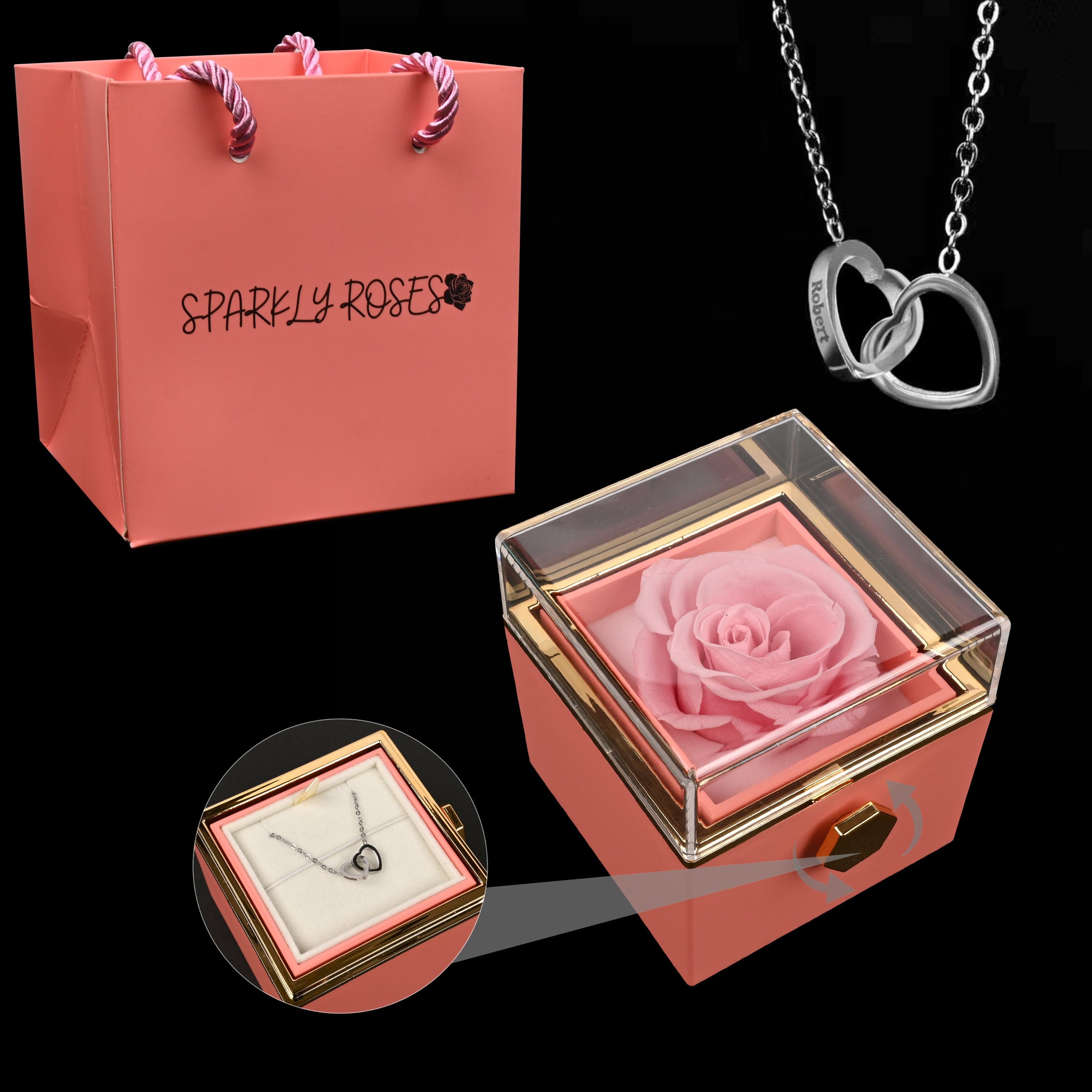 HeartBond | Halskæde med Evig Rose Box-zarada.dk