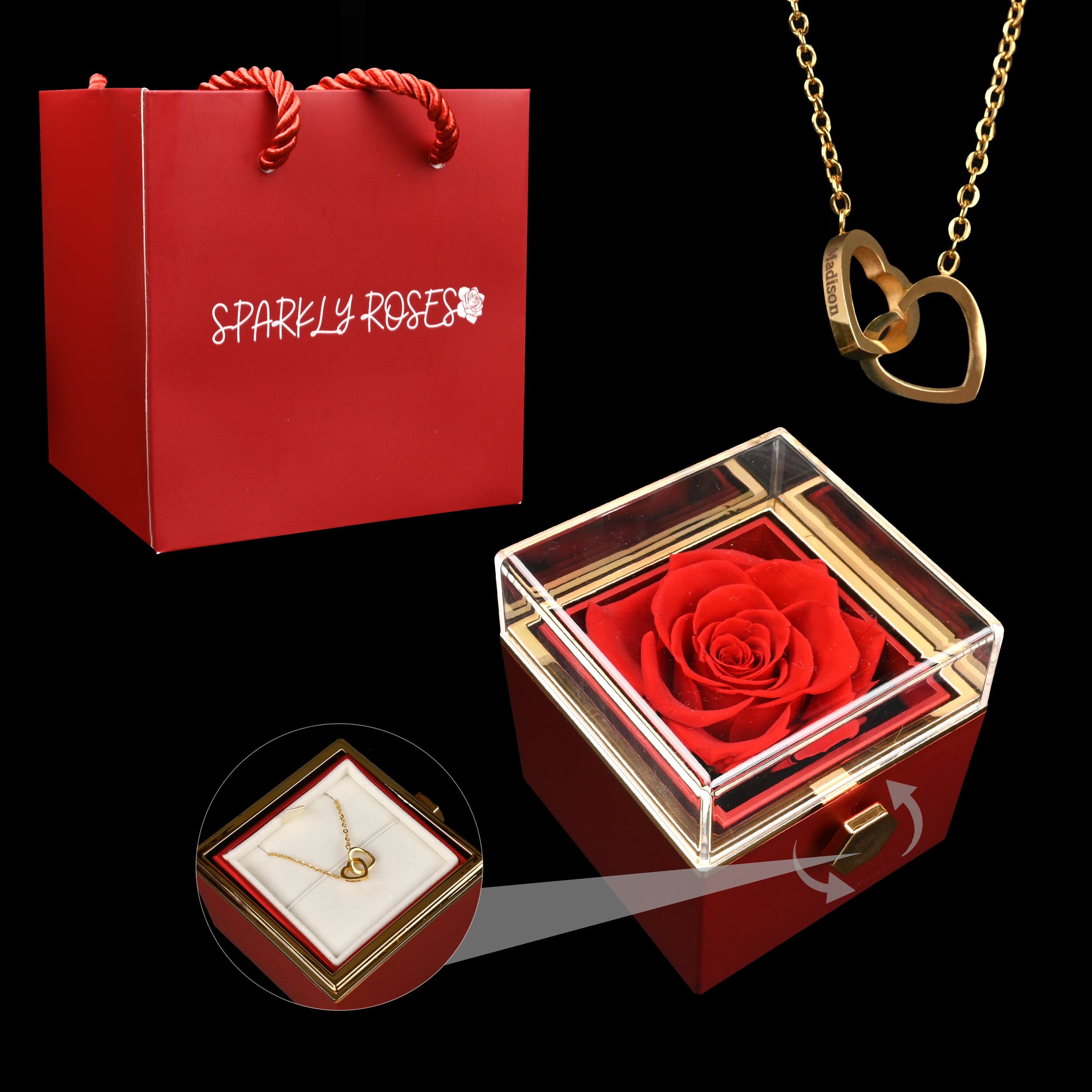 HeartBond | Halskæde med Evig Rose Box-zarada.dk