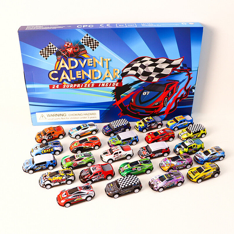 RaceJoy Advent Countdown Kalender | 24-dages festlig nedtælling med racerbiler til børn