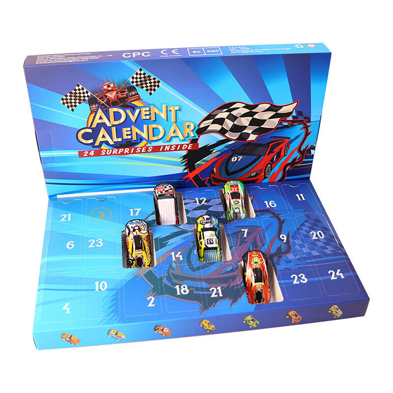 RaceJoy Advent Countdown Kalender | 24-dages festlig nedtælling med racerbiler til børn