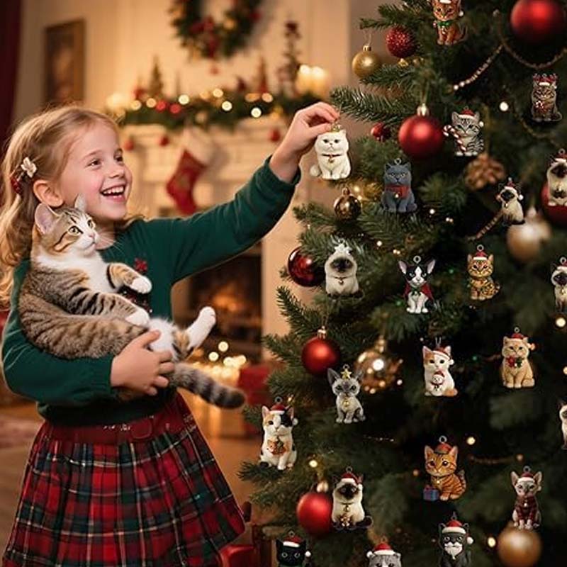 KattenKerst Adventskalender – 24 Festlige Akryl Kattefigurer til Juleglæde