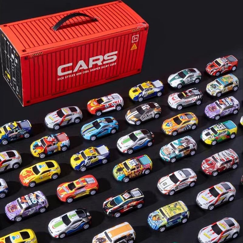 MiniGarage | 48 Mini Retro Biler med Integreret Garage til Børn