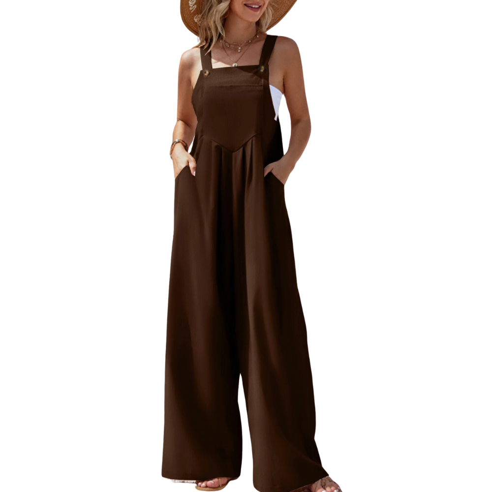 Ensfarvet suspender jumpsuit til kvinder