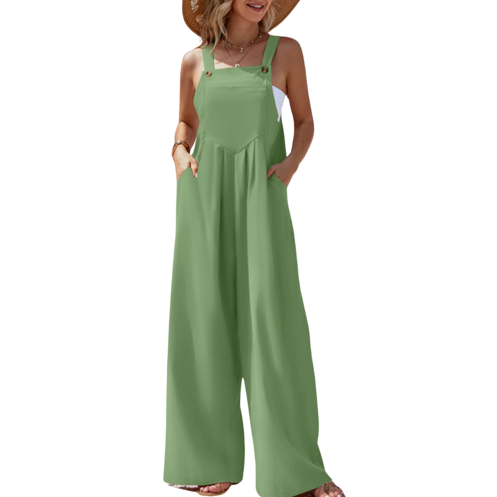 Ensfarvet suspender jumpsuit til kvinder