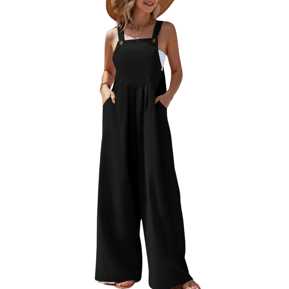Ensfarvet suspender jumpsuit til kvinder