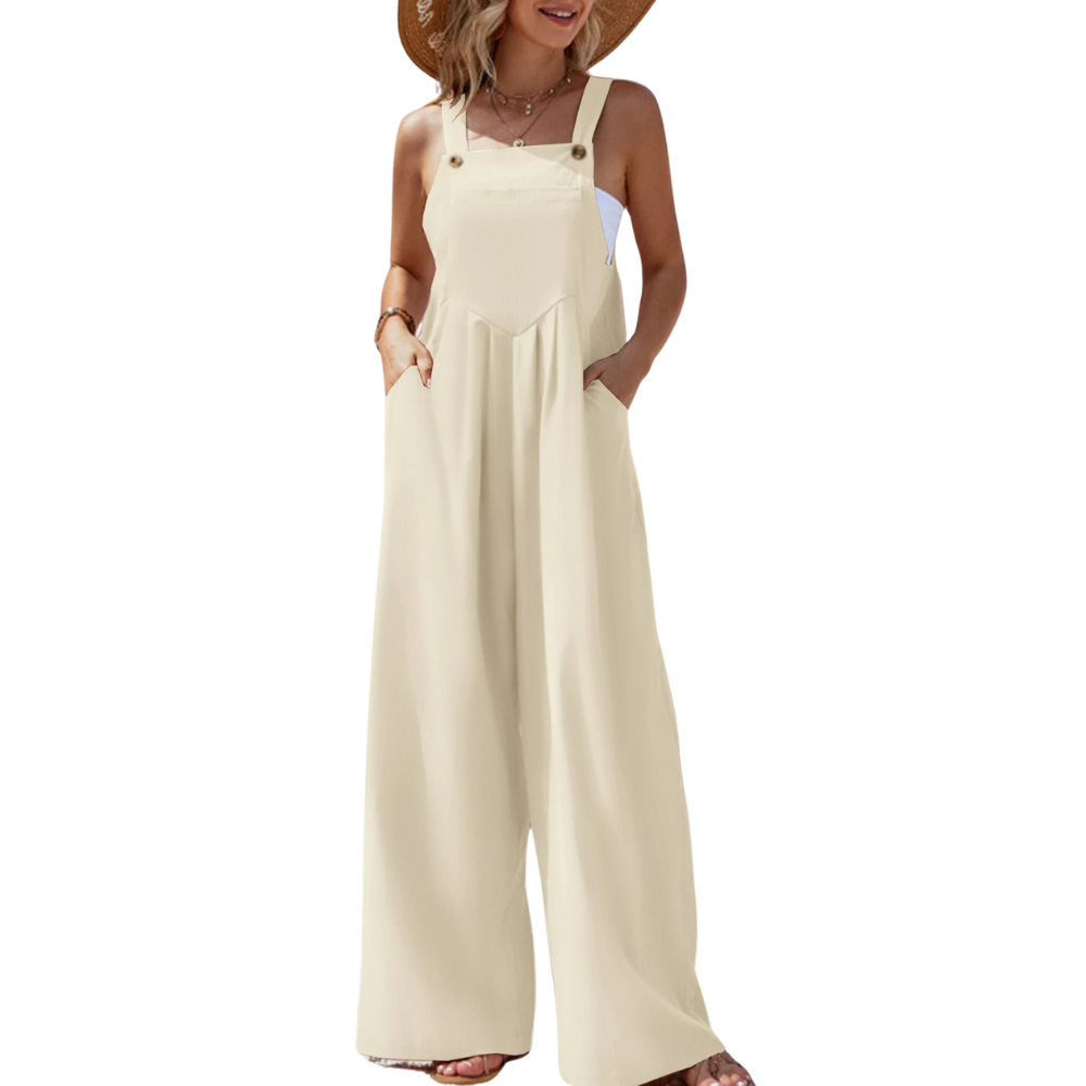 Ensfarvet suspender jumpsuit til kvinder